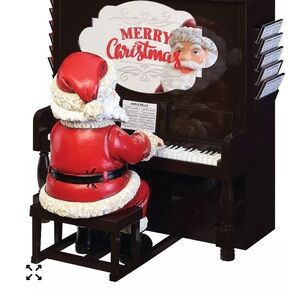 Festive Santa at Piano Holiday Decor